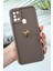 Samsung Galaxy A21S Kılıf 3D Kalp Tasarımlı Kahverengi Desenli Yumuşak Kamera Korumalı Silikon Kapak 1