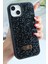 Apple iPhone 13 - 14 - 15 Kılıf Elmas Tasarımlı Lacivert Taşlı Işıltılı Pırlanta Silikon Kapak 1