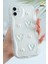 Apple iPhone 12 Kılıf Tasarımlı Desenli Kamera Korumalı 3D Kalpli ve Inci Tasarımlı Şeffaf Silikon Kapak 1
