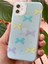 Apple iPhone 11 Uyumlu Kılıf Mavi Simli Renkli Fiyonk Desenli Parlak Darbe Emici Kapak 2