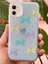 Apple iPhone 11 Uyumlu Kılıf Mavi Simli Renkli Fiyonk Desenli Parlak Darbe Emici Kapak 3