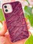 Apple iPhone 12 - 12 Pro Kılıf Parlak Kabartmalı Dalga Tasarımlı Desenli Mürdüm Darbe Emici Kapak 3
