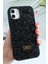 Apple iPhone 11 Uyumlu Kılıf Elmas Tasarımlı Siyah Taşlı Işıltılı Pırlanta Silikon Kapak 1