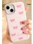 Apple iPhone 13 - 14 - 15 Kılıf Renkli Kamera Çıkıntılı Pembe Fiyonk Desenli Silikon Koruyucu Kapak 1