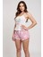 Renkli Kedi Desenli Askılı Şortlu Kadın Pijama Takımı 2