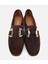 01AYH312400A480 KADIN Süet Deri Kahverengi Tokalı Klasik Loafer 6