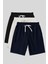Comfort Fit Basic 3lü Paket Siyah-Lacivert-Ekru Erkek Şort - 81274 1