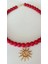Kırmızı Mat Cam Boncuk Güneş Kolye – 42 cm Çelik Uçlu 4