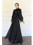 Yandan Bağlamalı Manşet Detaylı Yoryo Ipek Tesettür Abiye Siyah 1241 1