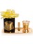 Siyah Cam Gold Pirinç Mum ve Gül Set Sarı 1