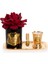 Siyah Cam Gold Pirinç Mum ve Gül Set Kırmızı 1
