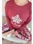 Bordo Kartanesi Desenli Termal Kadın Pijama Takımı 4