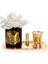 Siyah Cam Gold Pirinç Mum ve Gül Set Krem 1