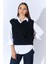 Kadın Siyah V Yakalı Basic Süveter 1