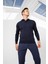 Erkek Basic Polo Yaka Ince Triko Kazak Koyu Lacivert 5
