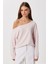 Açık Omuzlu Yumuşak Modal Sweatshirt LUB0252 Şeker Pembe 2