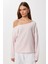 Açık Omuzlu Yumuşak Modal Sweatshirt LUB0252 Şeker Pembe 3