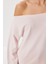 Açık Omuzlu Yumuşak Modal Sweatshirt LUB0252 Şeker Pembe 4