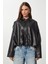 Suni Deri Bomber Ceket LOH0012 Siyah 5