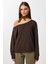 Açık Omuzlu Yumuşak Modal Sweatshirt LUB0252 Kahverengi 3
