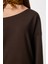 Açık Omuzlu Yumuşak Modal Sweatshirt LUB0252 Kahverengi 4
