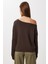 Açık Omuzlu Yumuşak Modal Sweatshirt LUB0252 Kahverengi 5
