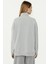 Kadın Baskılı Fermuarlı Yaka Rahat Kesim Sweatshirt Grey 4