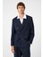 Lacivert Relax Fit Kruvaze Erkek Blazer Ceket 1