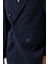 Lacivert Relax Fit Kruvaze Erkek Blazer Ceket 4