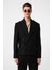 Siyah Relax Fit Kruvaze Crop Erkek Blazer Ceket 1