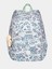 Çiçek Desenli Okul Çantası – Mavi Beyaz, Çok Gözlü, Peluş Anahtarlıklı 1