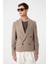Kahve Relax Fit Kruvaze Crop Erkek Blazer Ceket 2