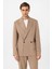 Bej Relax Fit Kruvaze Kapama Erkek Teknik Blazer Ceket 1