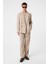 Bej Relax Fit Keten Karışımlı Erkek Blazer Ceket 2