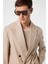 Bej Relax Fit Keten Karışımlı Erkek Blazer Ceket 3