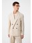 Ekru Relax Fit Keten Karışımlı Erkek Blazer Ceket 1