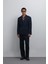 Lacivert Relax Fit Kruvaze Erkek Blazer Ceket 3