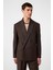 Kahve Relax Fit Keten Karışımlı Erkek Blazer Ceket 1
