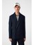 Lacivert Relax Fit Keten Karışımlı Erkek Blazer Ceket 1