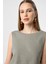 Haki Keten Karışımlı Kadın Bluz 3