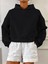 Relaxed Fit Basic Crop Hoodie Siyah 1