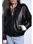 Siyah Suni Deri Bomber Ceket 4