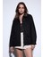 Siyah Kontrast Yaka Kadın Ceket 2