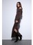 Kahve Drape Detaylı Aksesuarlı Elbise 4