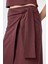 Bordo Keten Karışımlı Kuşaklı Kadın Etek 3