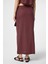 Bordo Keten Karışımlı Kuşaklı Kadın Etek 4