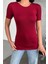 Rahat ve Şık Kısa Kollu Bisiklet Yaka Likralı Viskon Penye Body Bordo ( Lisinya ) 3