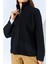 Kadın Siyah Dik Yakalı Dışardan Dkişli Fermuarlı Hırka 5