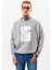 Erkek Oversize Gri Sweatshirt Pamuklu Baskı Detaylı 1