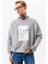 Erkek Oversize Gri Sweatshirt Pamuklu Baskı Detaylı 2